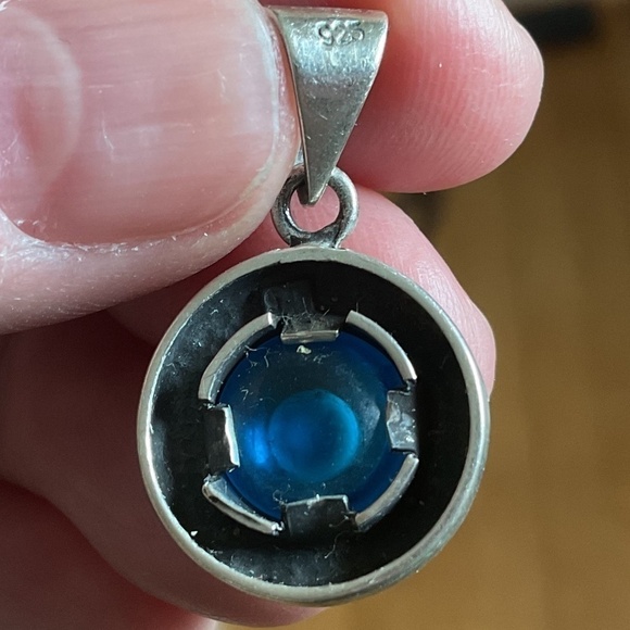 Sterling Silver 925 Evil eye Greek Key design round pendant - Picture 7 of 9